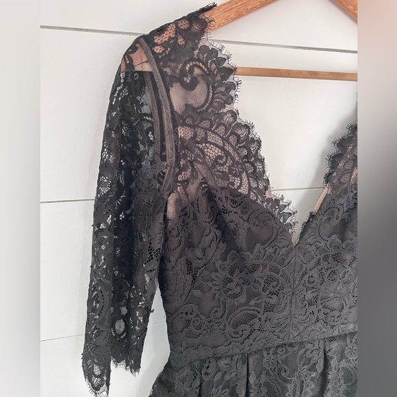 Marchesa Notte 3/4 Sleeve Lace Peplum Jumpsuit - Picture 3 of 8